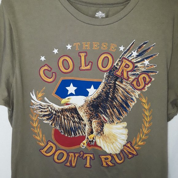 Celebrate Olive Tan Printed Patriotic Eagle Graphic T-shirt L - Picture 2 of 5